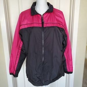 Women's Pink and Black Rain Jacket